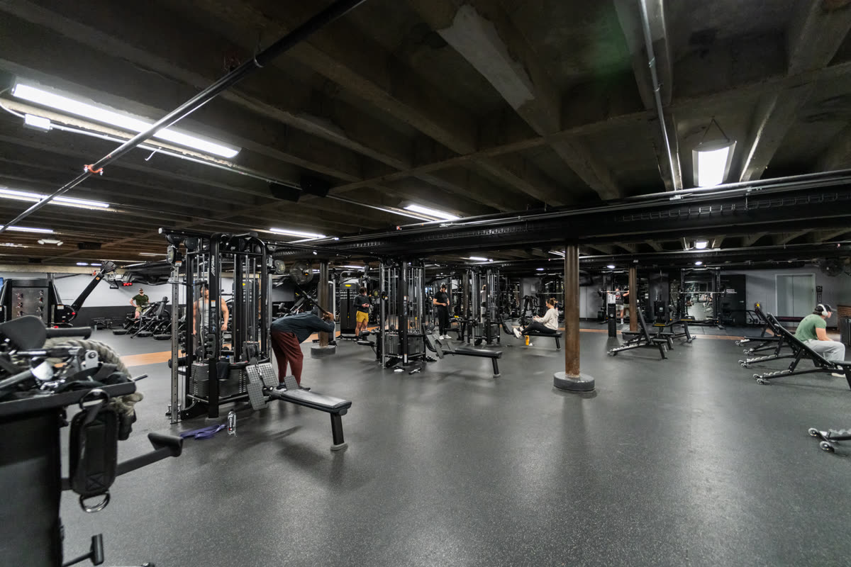 Wide view of QNTM Fit Life's two-story training floor