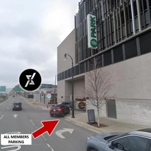 Entrance to the Whole Foods parking garage next to QNTM Fit Life